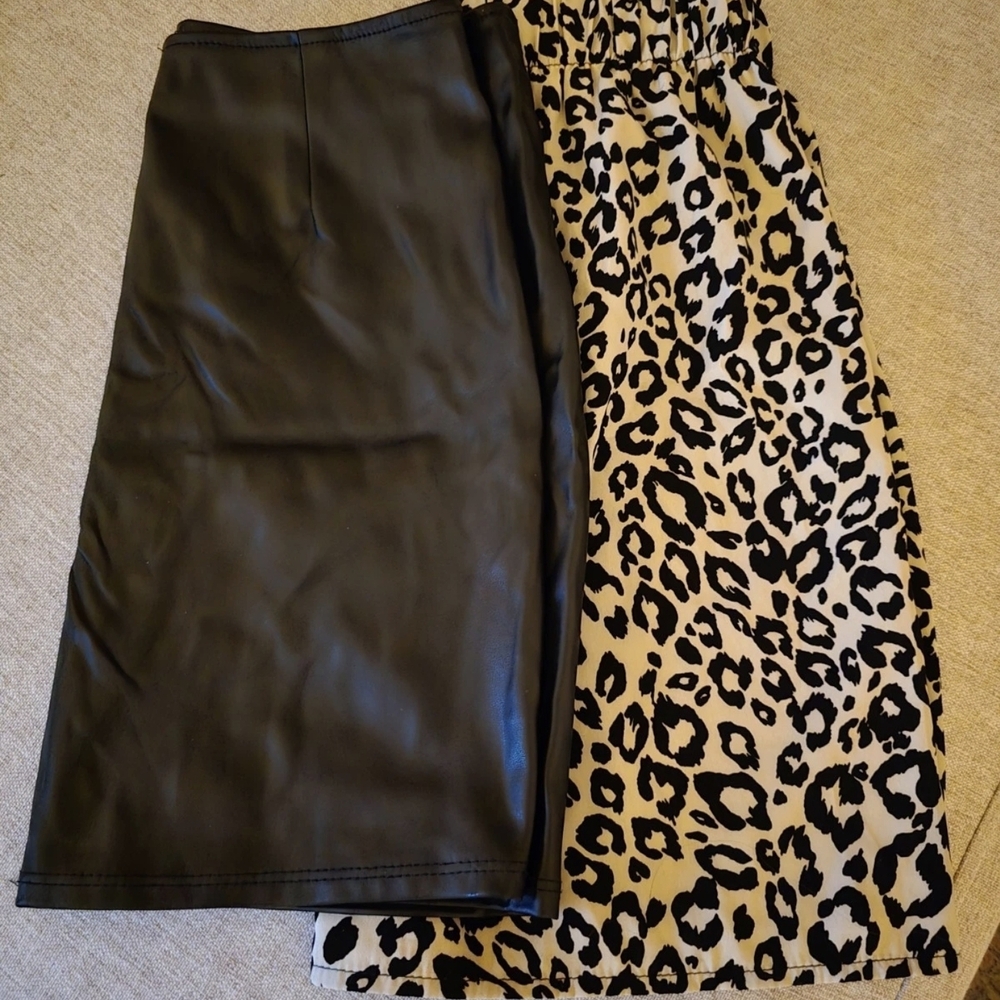 Stylish Black and Leopard Print Skirt